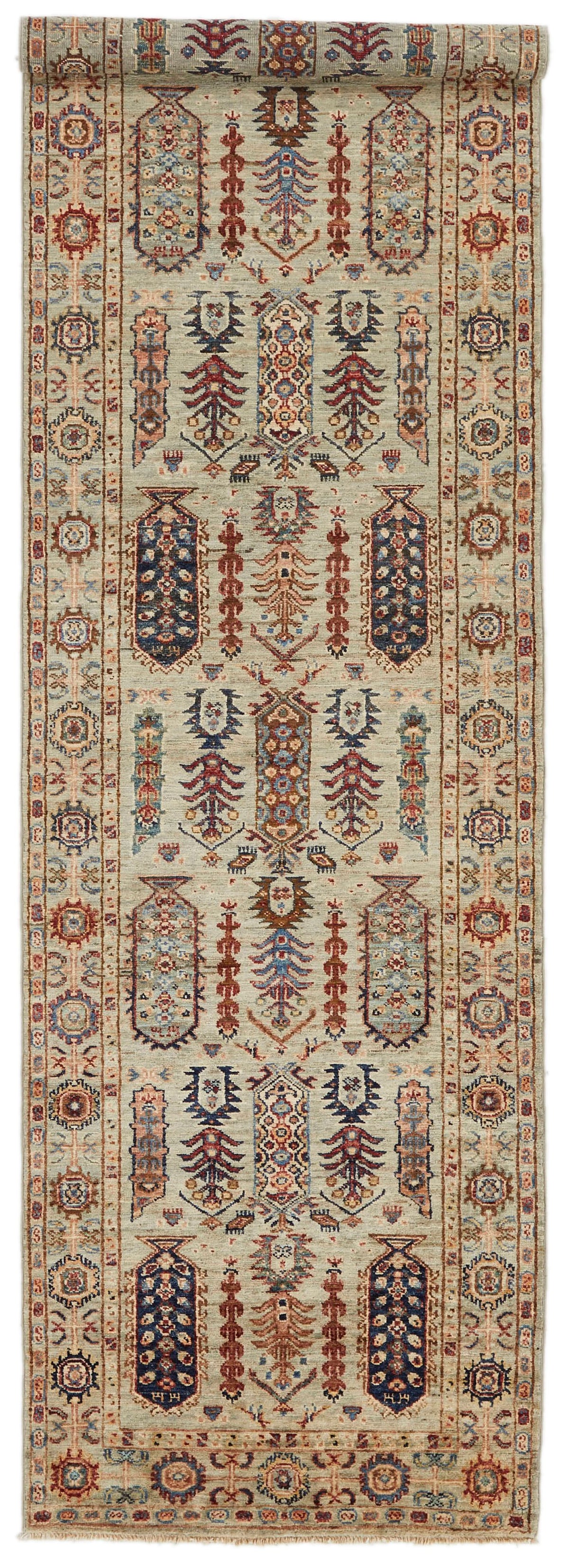 3x10 Gray and Multicolor Turkish Tribal Runner