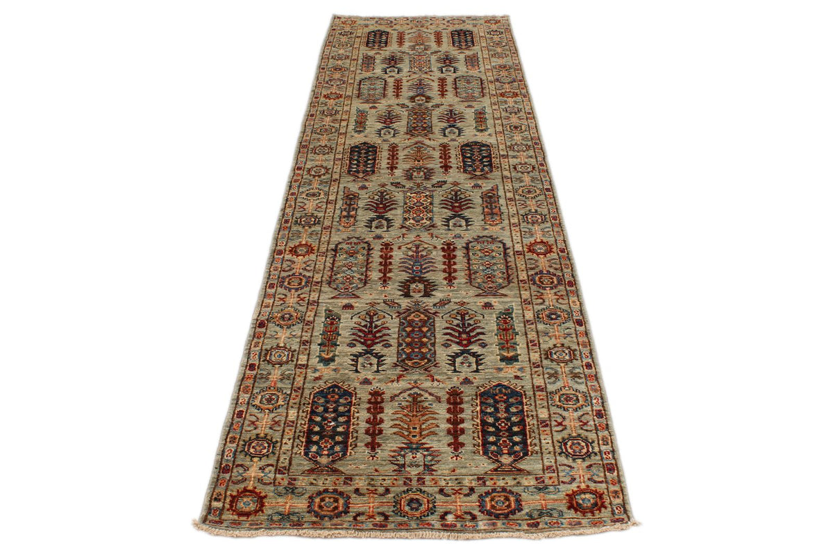 3x10 Gray and Multicolor Turkish Tribal Runner