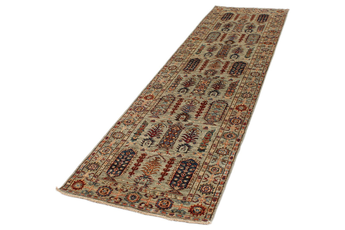 3x10 Gray and Multicolor Turkish Tribal Runner
