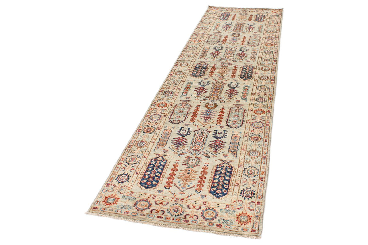 3x10 Gray and Multicolor Turkish Tribal Runner