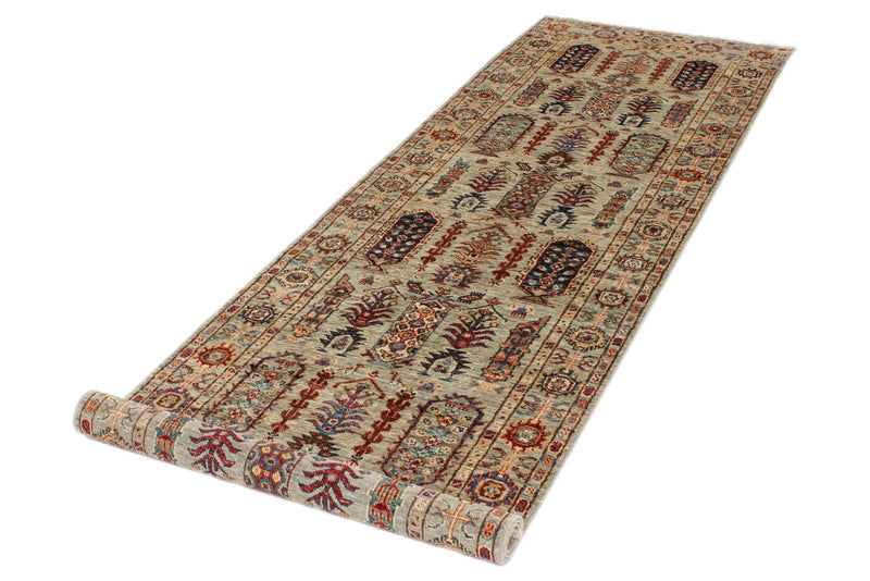 3x10 Gray and Multicolor Turkish Tribal Runner