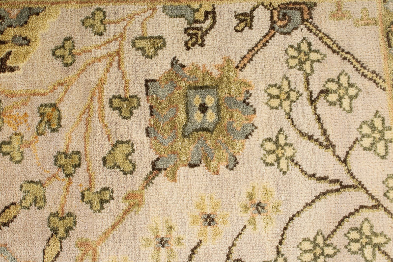 6x9 Beige and Blue Turkish Oushak Rug