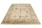 6x9 Beige and Blue Turkish Oushak Rug