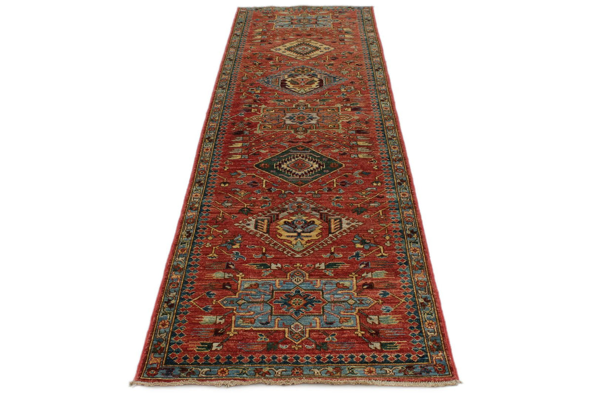 3x10 Red and Navy Anatolian Traditional Runner