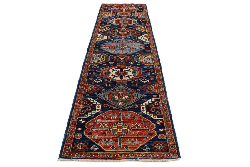 3x12 Navy and Red Anatolian Traditional Runner