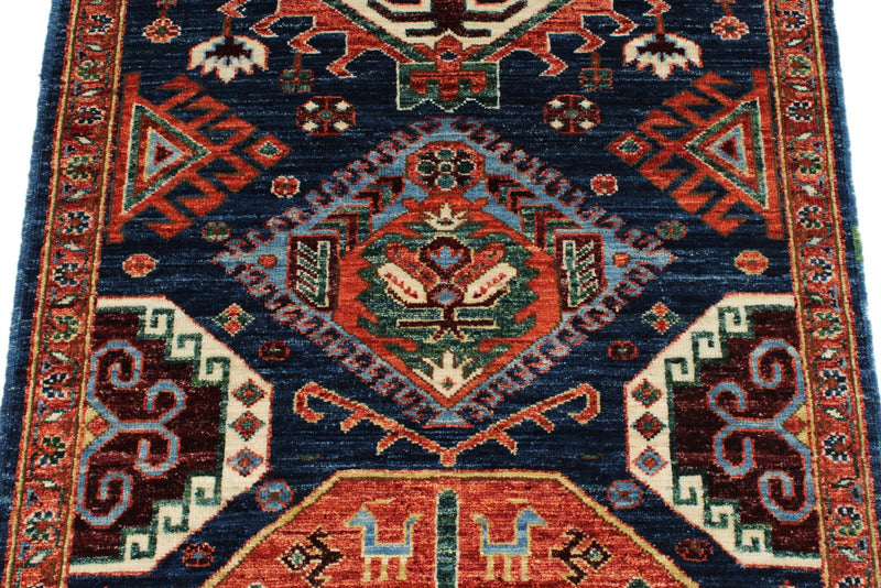 3x12 Navy and Red Anatolian Traditional Runner