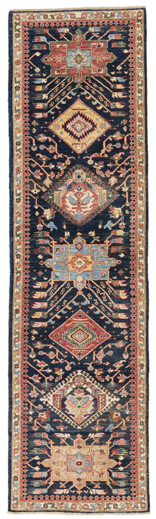 3x10 Navy and Ivory Anatolian Traditional Runner