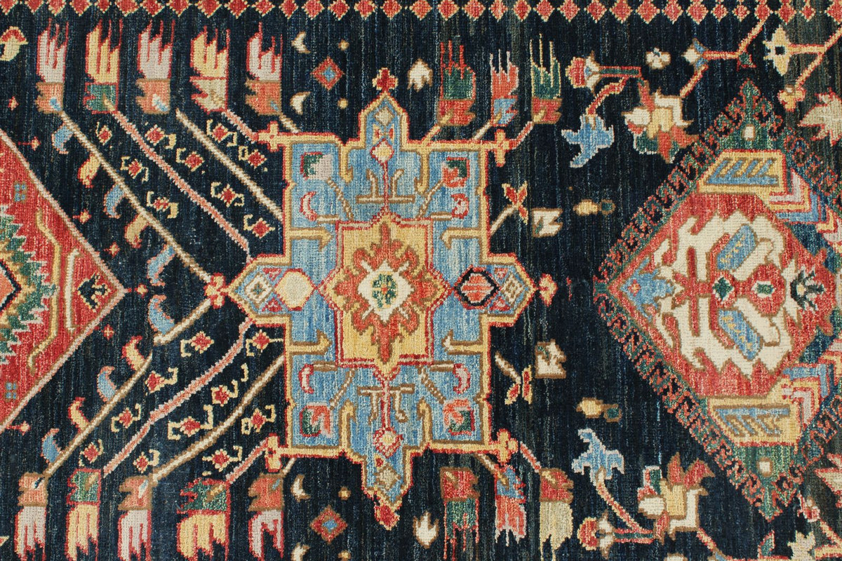 3x10 Navy and Ivory Anatolian Traditional Runner