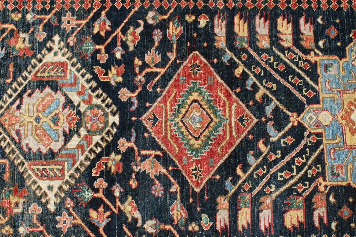 3x10 Navy and Ivory Anatolian Traditional Runner