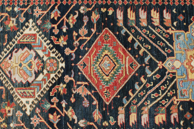 3x10 Navy and Ivory Anatolian Traditional Runner