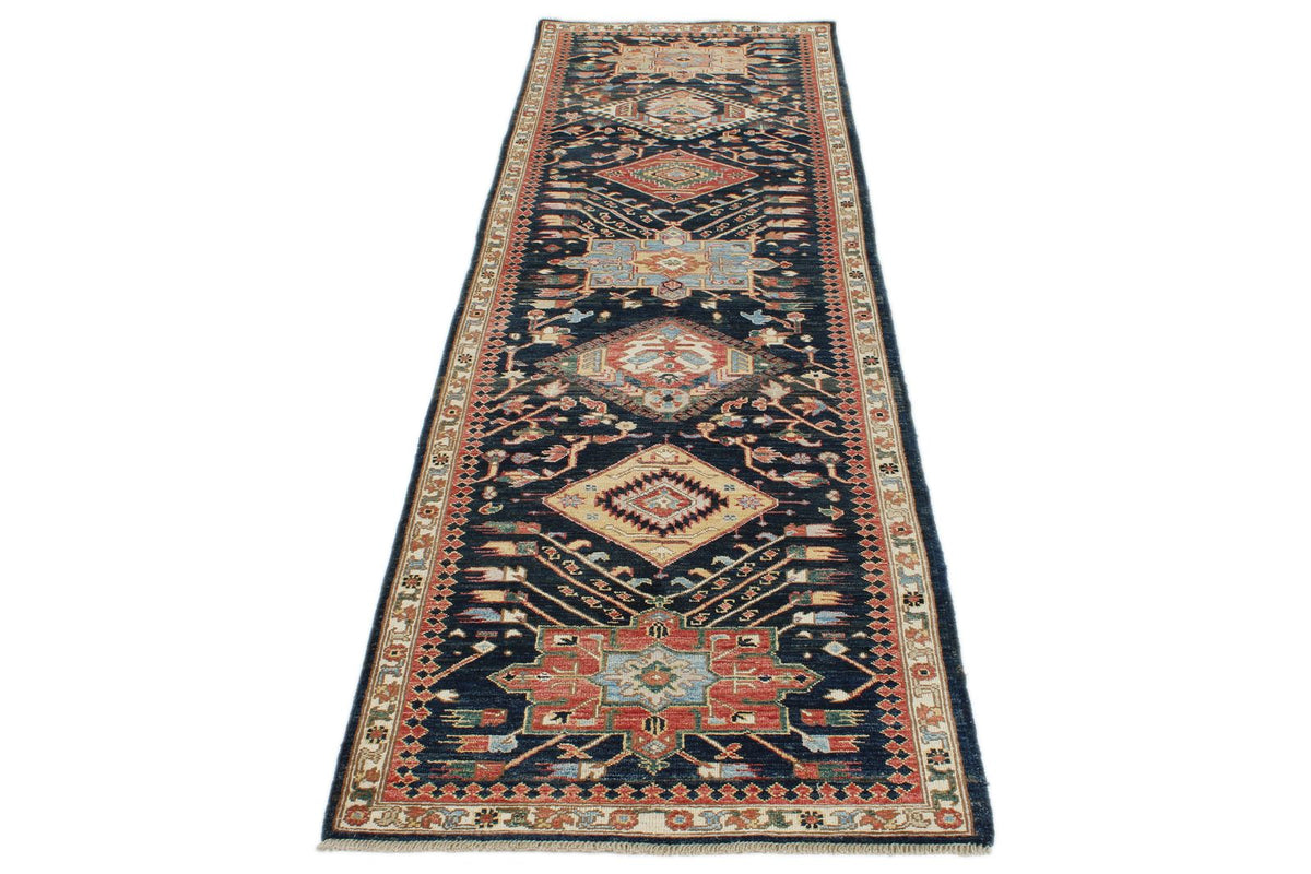 3x10 Navy and Ivory Anatolian Traditional Runner