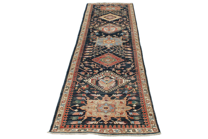 3x10 Navy and Ivory Anatolian Traditional Runner