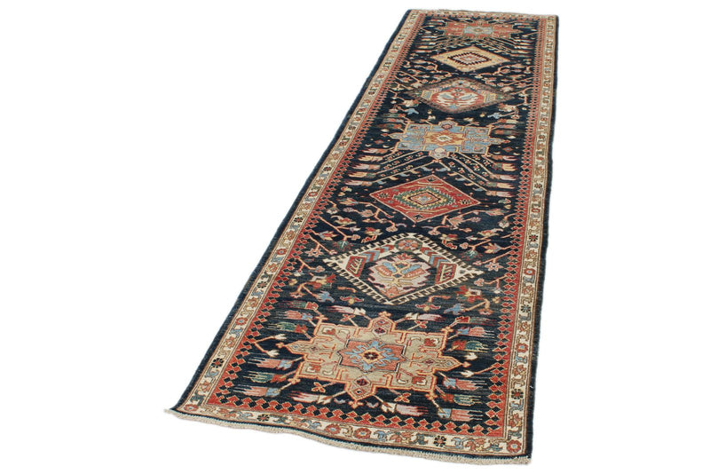 3x10 Navy and Ivory Anatolian Traditional Runner