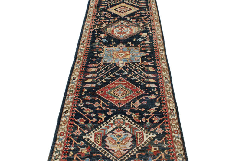 3x10 Navy and Ivory Anatolian Traditional Runner