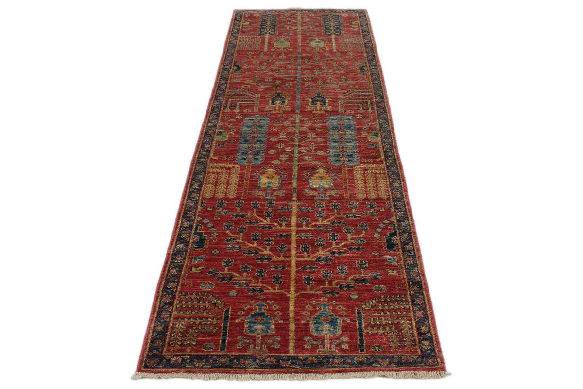 3x10 Red and Navy Anatolian Traditional Runner