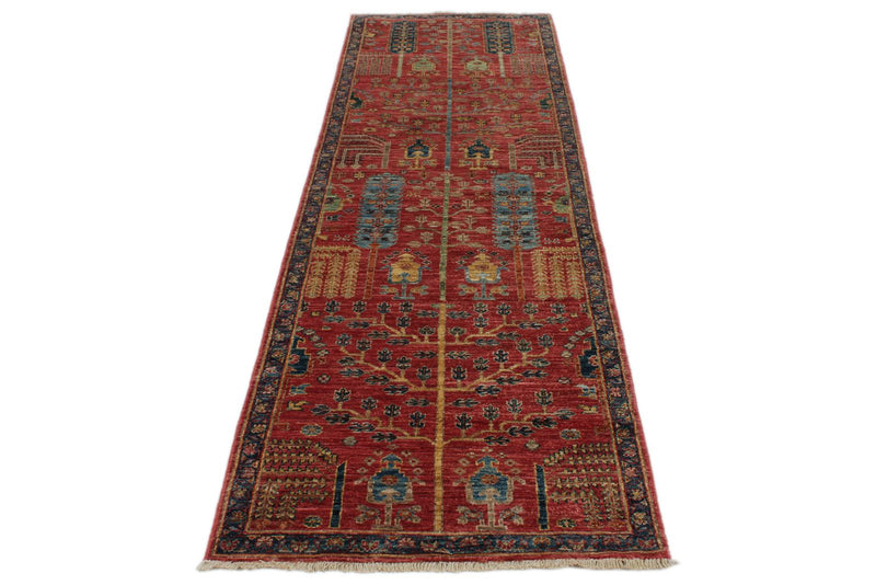3x10 Red and Navy Anatolian Traditional Runner
