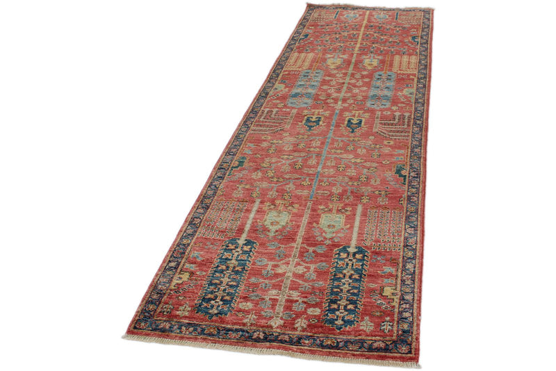 3x10 Red and Navy Anatolian Traditional Runner