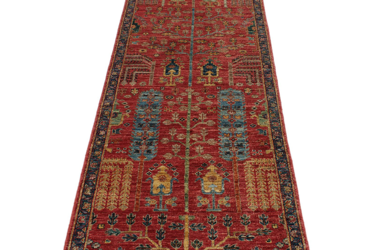 3x10 Red and Navy Anatolian Traditional Runner