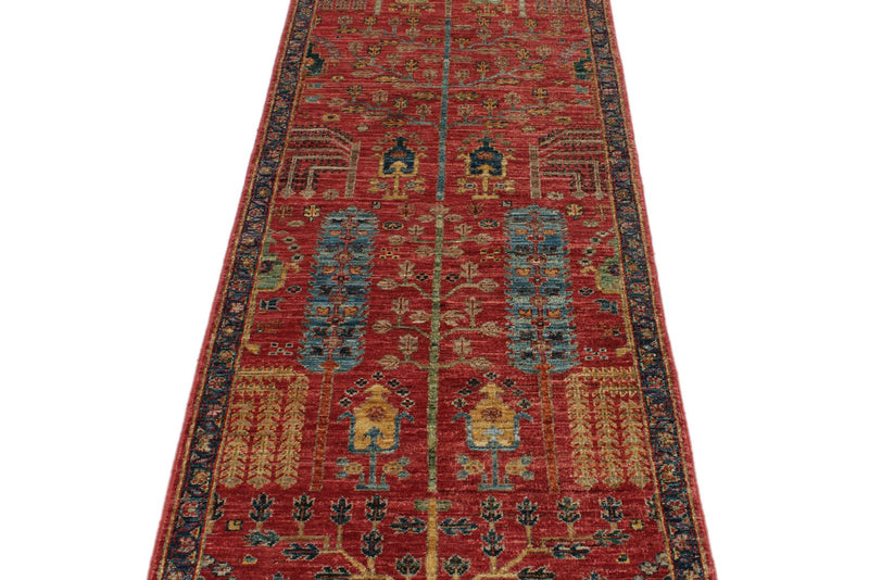 3x10 Red and Navy Anatolian Traditional Runner