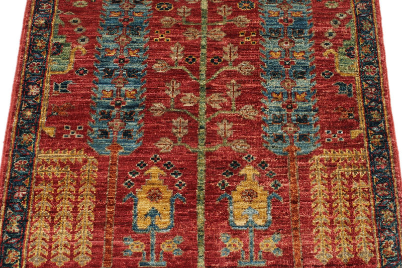 3x10 Red and Navy Anatolian Traditional Runner