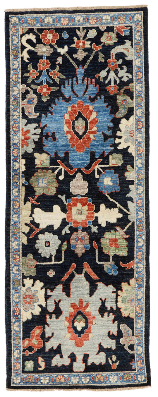 3x7 Navy and Light Blue Anatolian Traditional Runner