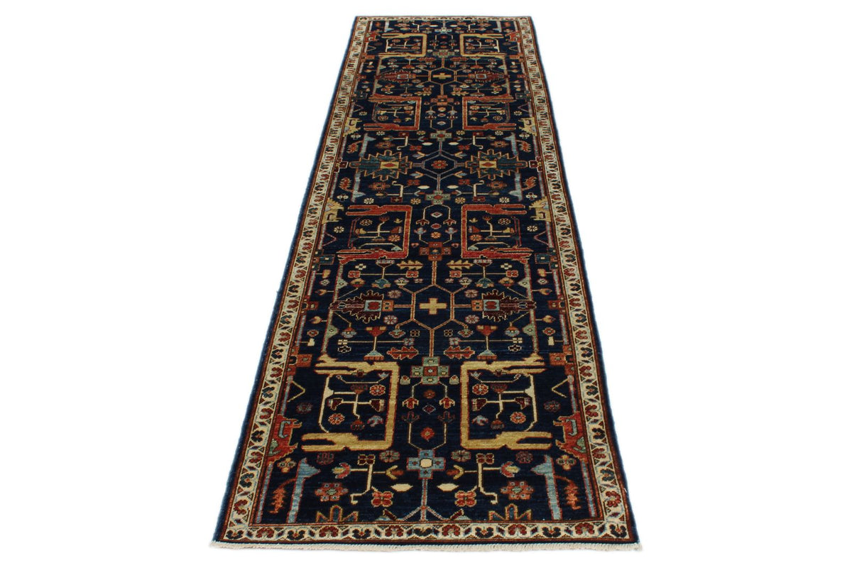3x10 Navy and Ivory Anatolian Traditional Runner