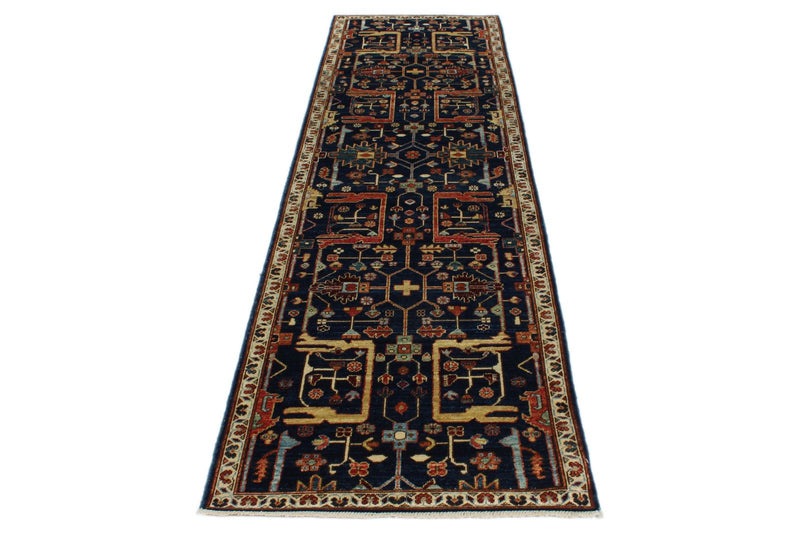 3x10 Navy and Ivory Anatolian Traditional Runner