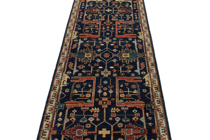 3x10 Navy and Ivory Anatolian Traditional Runner