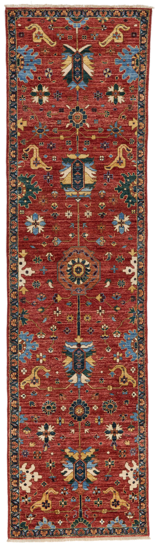 3x10 Red and Navy Anatolian Traditional Runner