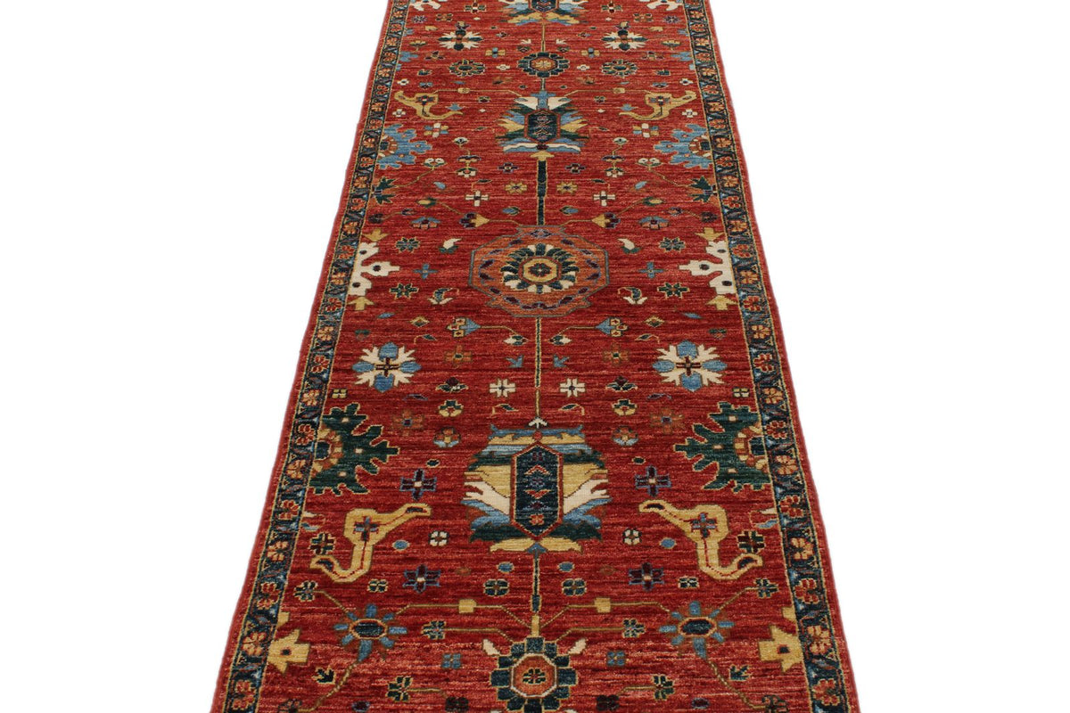 3x10 Red and Navy Anatolian Traditional Runner