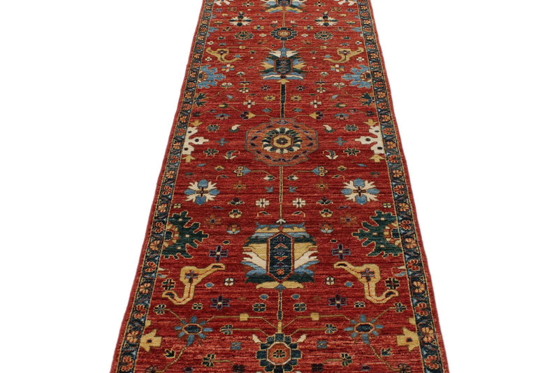 3x10 Red and Navy Anatolian Traditional Runner