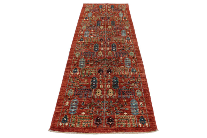 3x10 Red and Multicolor Anatolian Traditional Runner