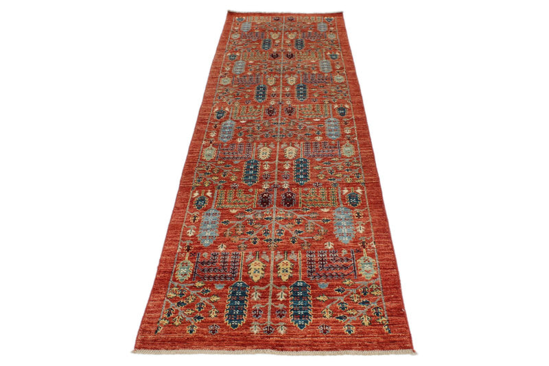 3x10 Red and Multicolor Anatolian Traditional Runner