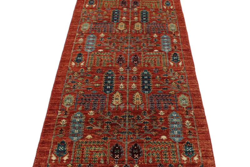 3x10 Red and Multicolor Anatolian Traditional Runner