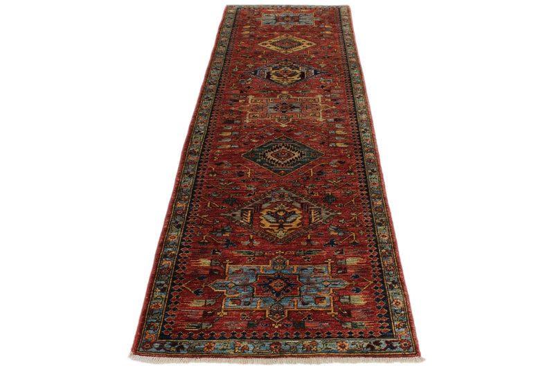 3x10 Red and Light Blue Anatolian Traditional Runner