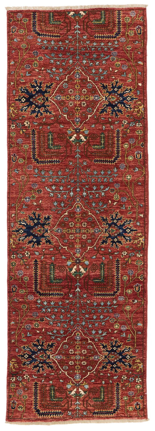 3x8 Red and Multicolor Anatolian Traditional Runner