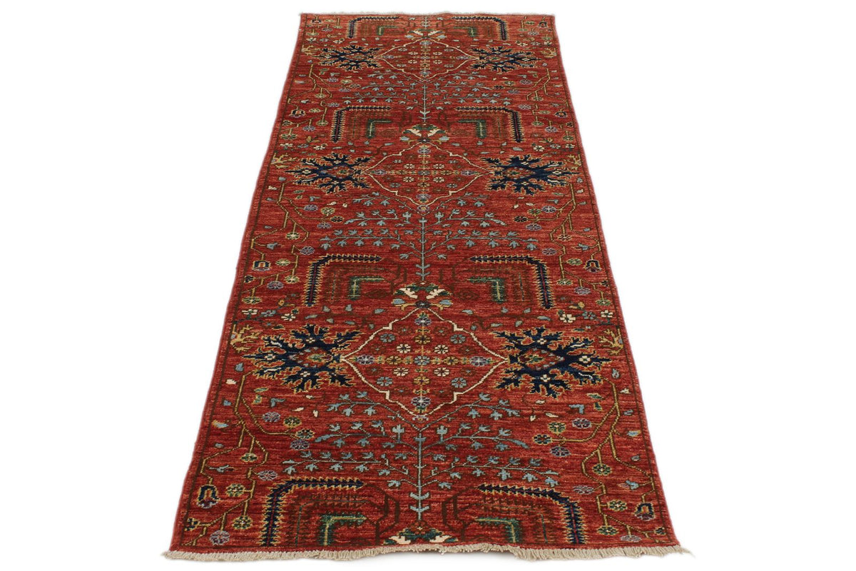 3x8 Red and Multicolor Anatolian Traditional Runner