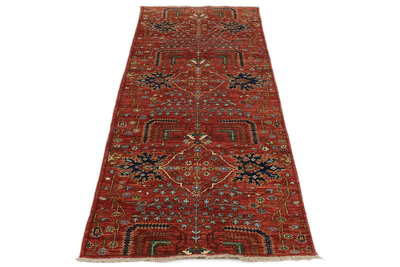 3x8 Red and Multicolor Anatolian Traditional Runner