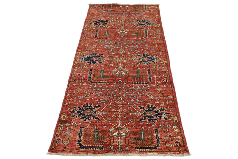 3x8 Red and Multicolor Anatolian Traditional Runner