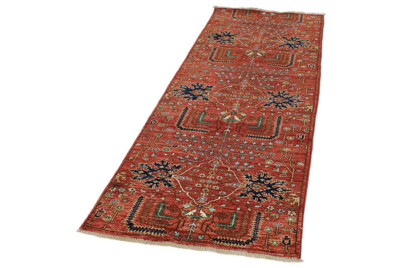 3x8 Red and Multicolor Anatolian Traditional Runner