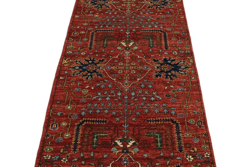 3x8 Red and Multicolor Anatolian Traditional Runner