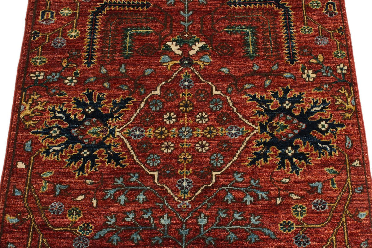 3x8 Red and Multicolor Anatolian Traditional Runner