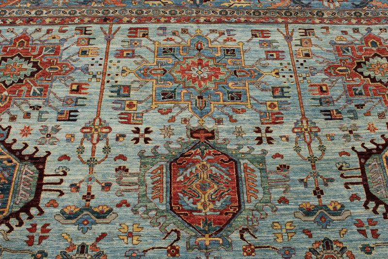 12x15 Light Blue and Blue Anatolian Traditional Rug