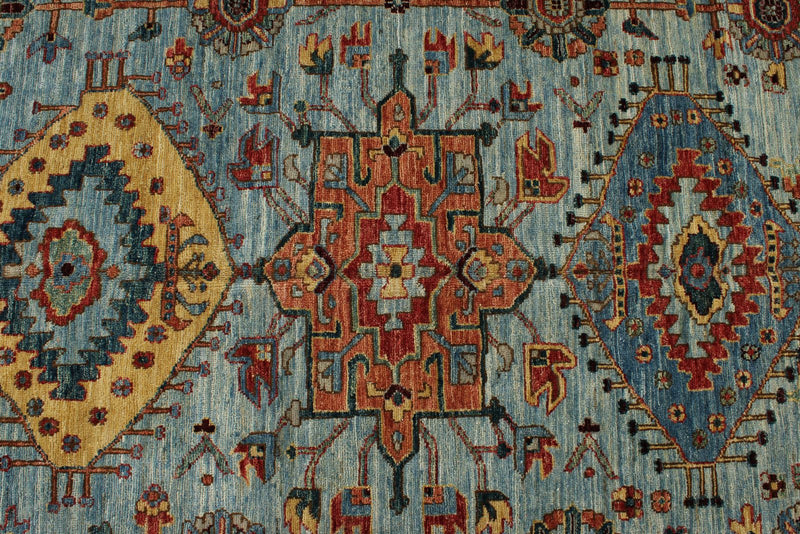 12x15 Light Blue and Blue Anatolian Traditional Rug