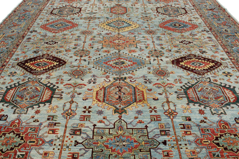 12x15 Light Blue and Blue Anatolian Traditional Rug