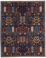 8x10 Navy and Multicolor Anatolian Traditional Rug