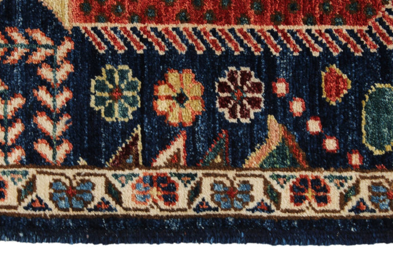 8x10 Navy and Multicolor Anatolian Traditional Rug