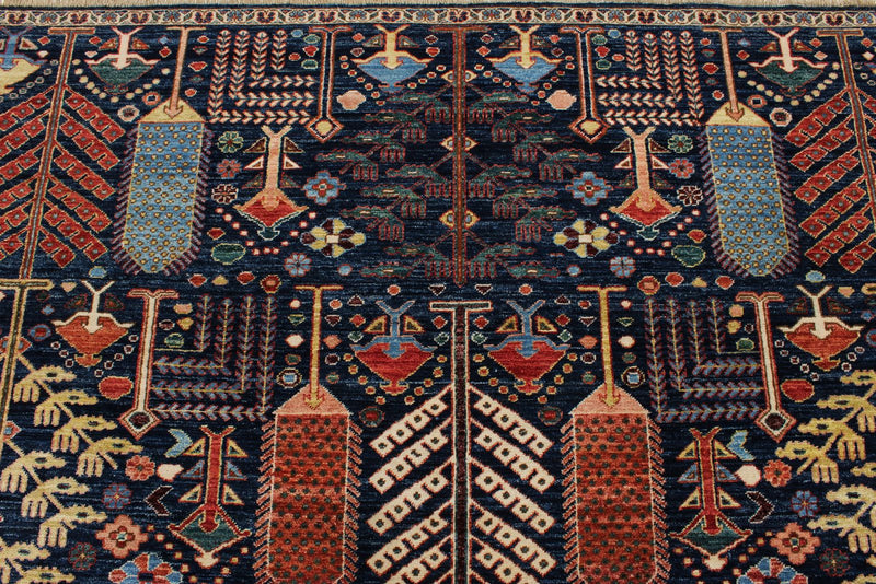 8x10 Navy and Multicolor Anatolian Traditional Rug