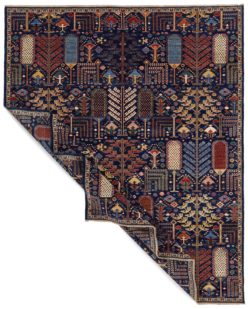 8x10 Navy and Multicolor Anatolian Traditional Rug