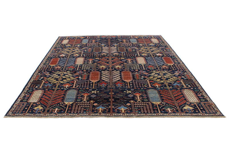 8x10 Navy and Multicolor Anatolian Traditional Rug